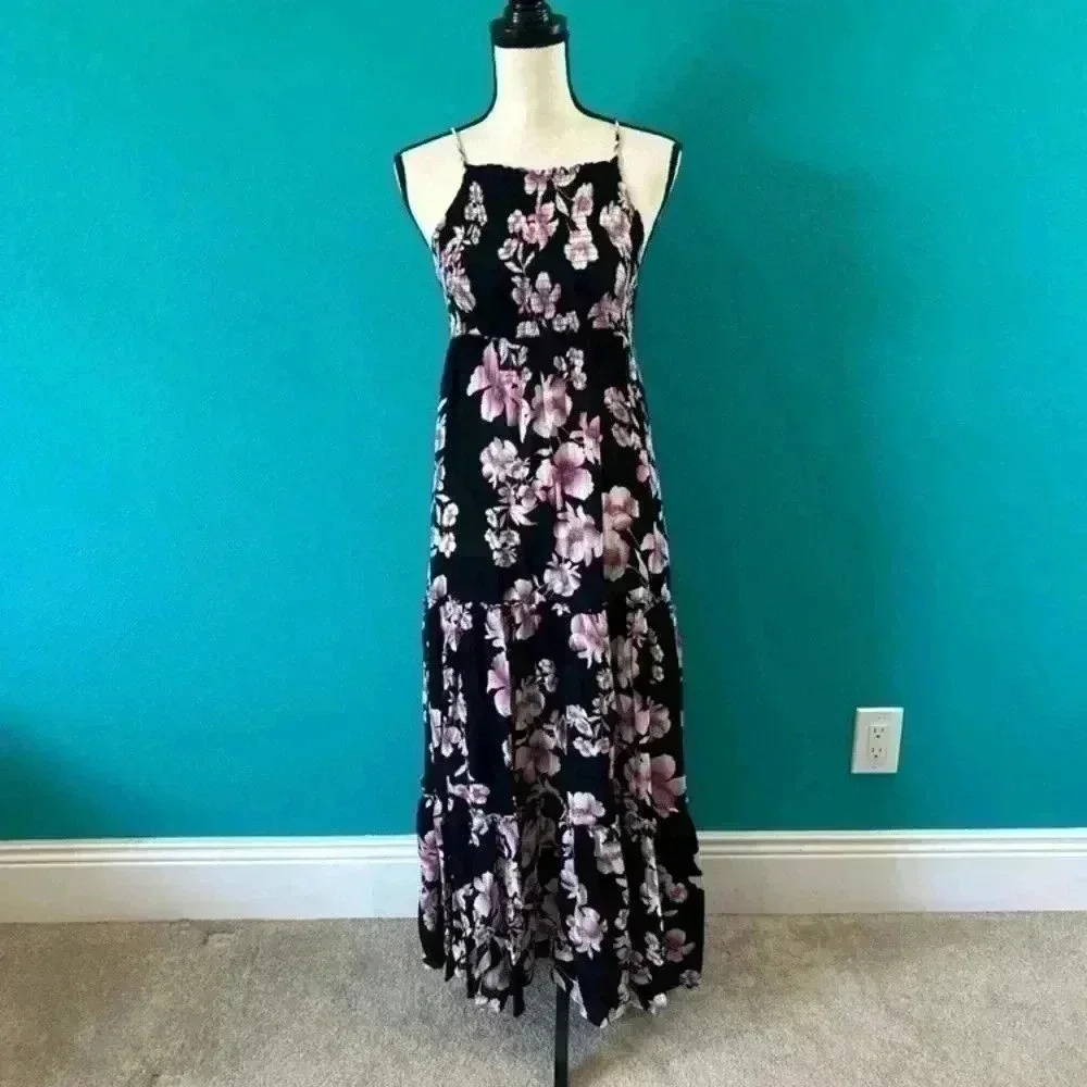 Intimately Free People Dress Garden Party Maxi black and purple dress